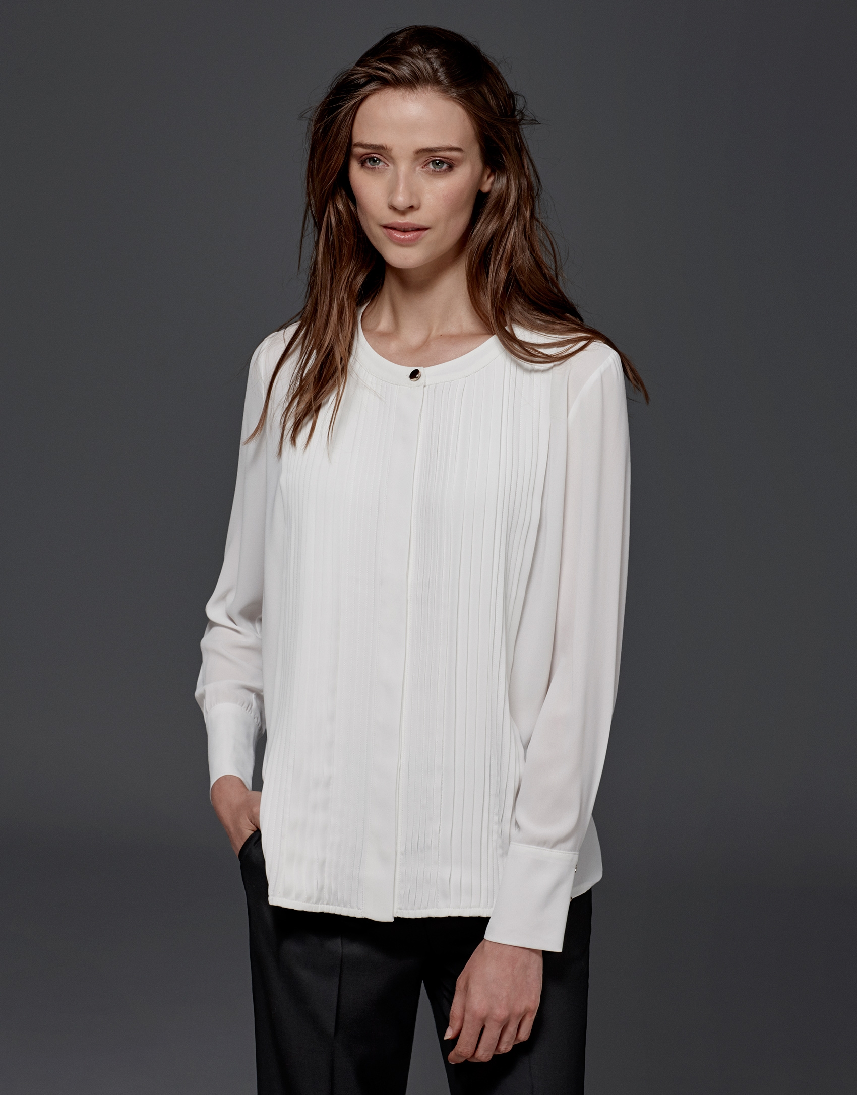 Ivory blouse with tucks