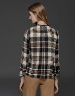 Checked print satin blouse