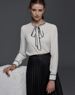 Ivory shirt with bow collar