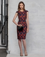 Floral jacquard cocktail dress