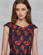 Floral jacquard cocktail dress