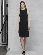 Black crepe long-sleeved dress