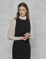 Black crepe long-sleeved dress