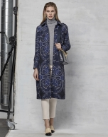 Navy blue jacquard shirtwaist dress