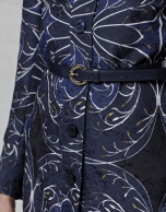 Navy blue jacquard shirtwaist dress