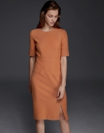 Asymmetric knit dress with slit