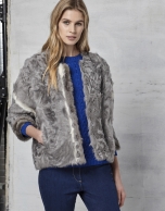 Gray lambskin three-quarter jacket