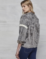 Gray lambskin three-quarter jacket