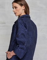 Midnight blue jacquard dressy three-quarter jacket