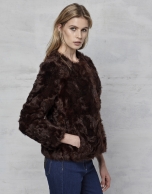 Brown lambskin three-quarter jacket