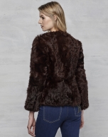 Brown lambskin three-quarter jacket