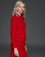 Red short flocked jacket