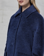 Dark blue retro coat with fur collar