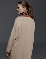 Beige, double-faced knit coat