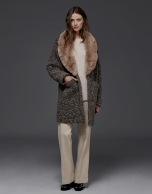 Grey knit three-quarter coat