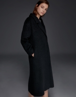 Black mohair, alpaca and wool coat