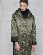 Reversible black/green quilted long coat