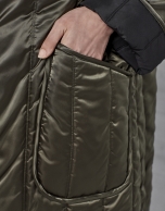 Reversible black/green quilted long coat