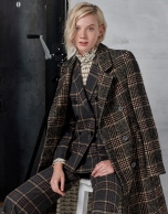 Long brown glen plaid coat