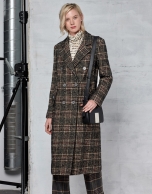 Long brown glen plaid coat