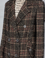 Long brown glen plaid coat