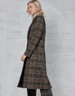 Long brown glen plaid coat