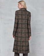 Long brown glen plaid coat