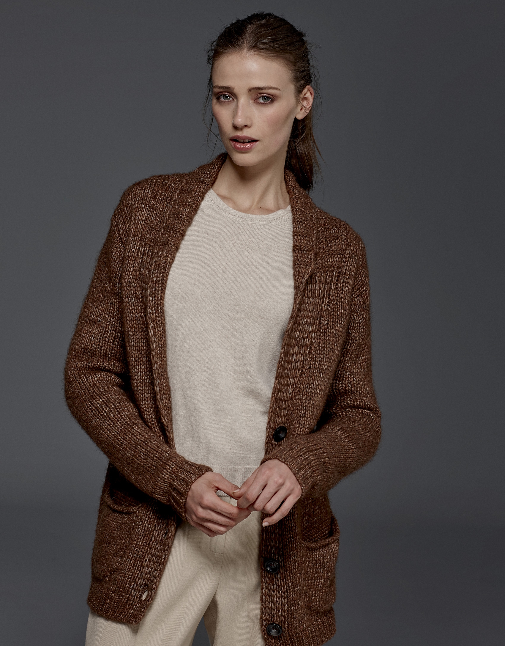 Brown jacket with belt