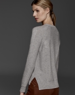 Silver gray wool/cashmere cable knit jacket