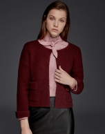 Burgundy thick knit short jacket