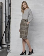 Brown glen plaid pencil skirt