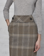 Brown glen plaid pencil skirt