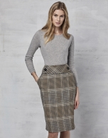 Brown glen plaid pencil skirt