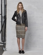 Brown glen plaid pencil skirt