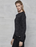 Black jacquard print top