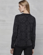 Black jacquard print top