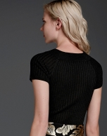 Black glitter ribbed knit sweater