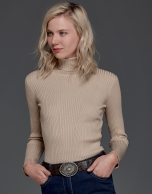 Hazelnut ribbed turtle knit sweater