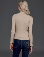 Hazelnut ribbed turtle knit sweater