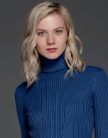 Blue ribbed turtle knit sweater