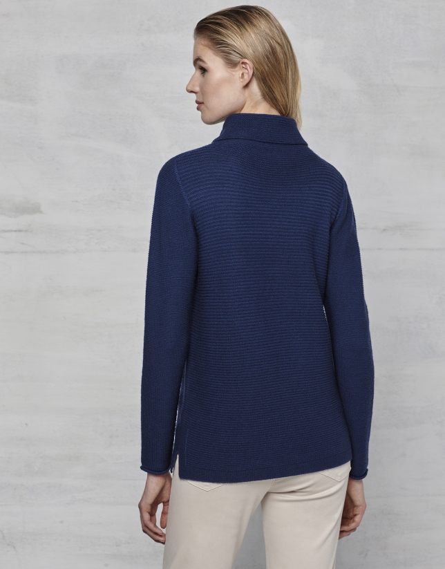 Jersey en lana merino azul marino mujer | AD España
