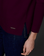 Maroon merino wool sweater with V neck