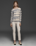 Beige/gray striped sweater