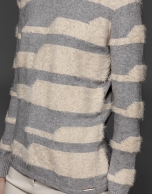 Beige/gray striped sweater