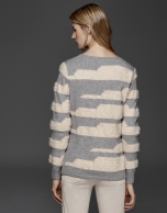 Beige/gray striped sweater