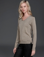 Metalized gold knit sweater