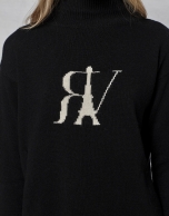 Black wool sweater with logo