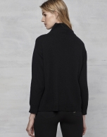 Black wool sweater with logo