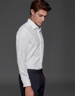 Camisa vestir con gemelo estructura blanca