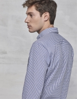 Navy blue Vichy shirt with design